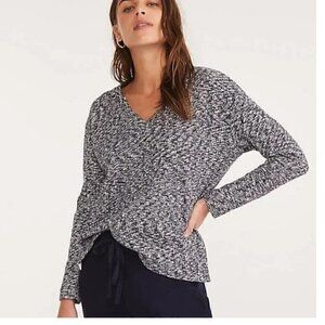 Lou & Grey Marlknit Marbled V Neck Sweater/Top NWT M